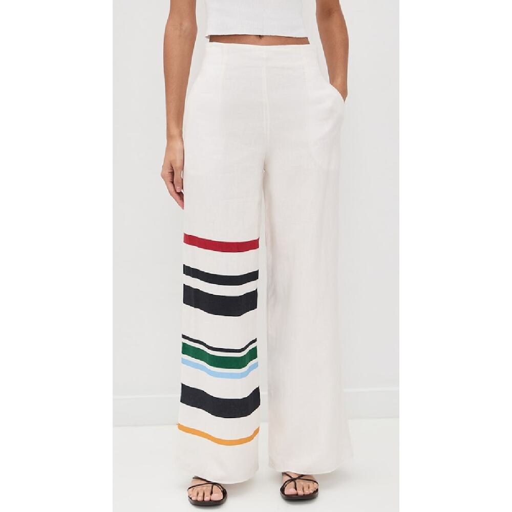 Wide Leg White Stripe Accent Pants